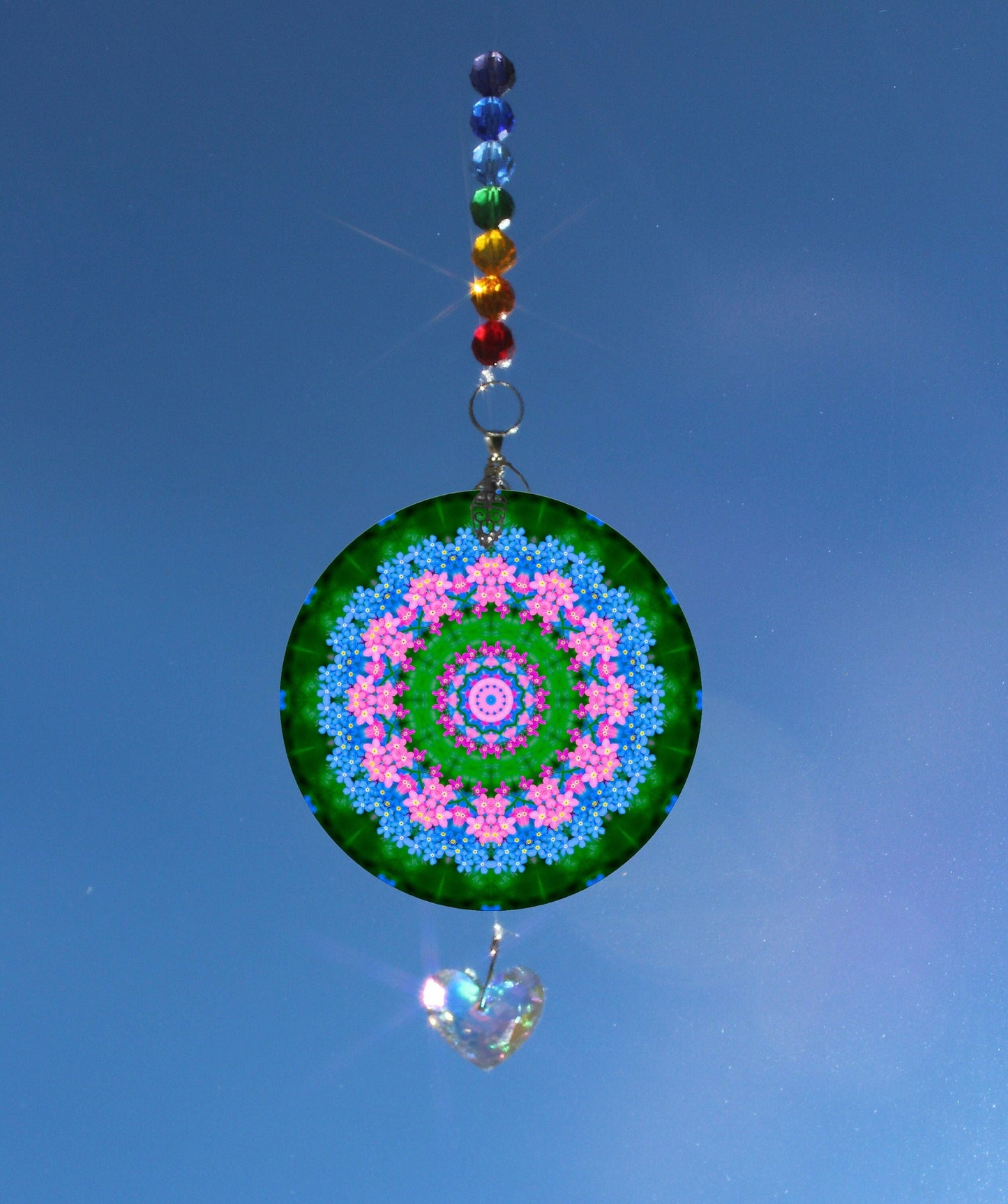Forget Me Not Suncatcher, Memorial Suncatcher, Unique Memorial Gift, Window Sun Catcher, Crystal Glass Suncatcher, Mandala Flower Suncatcher