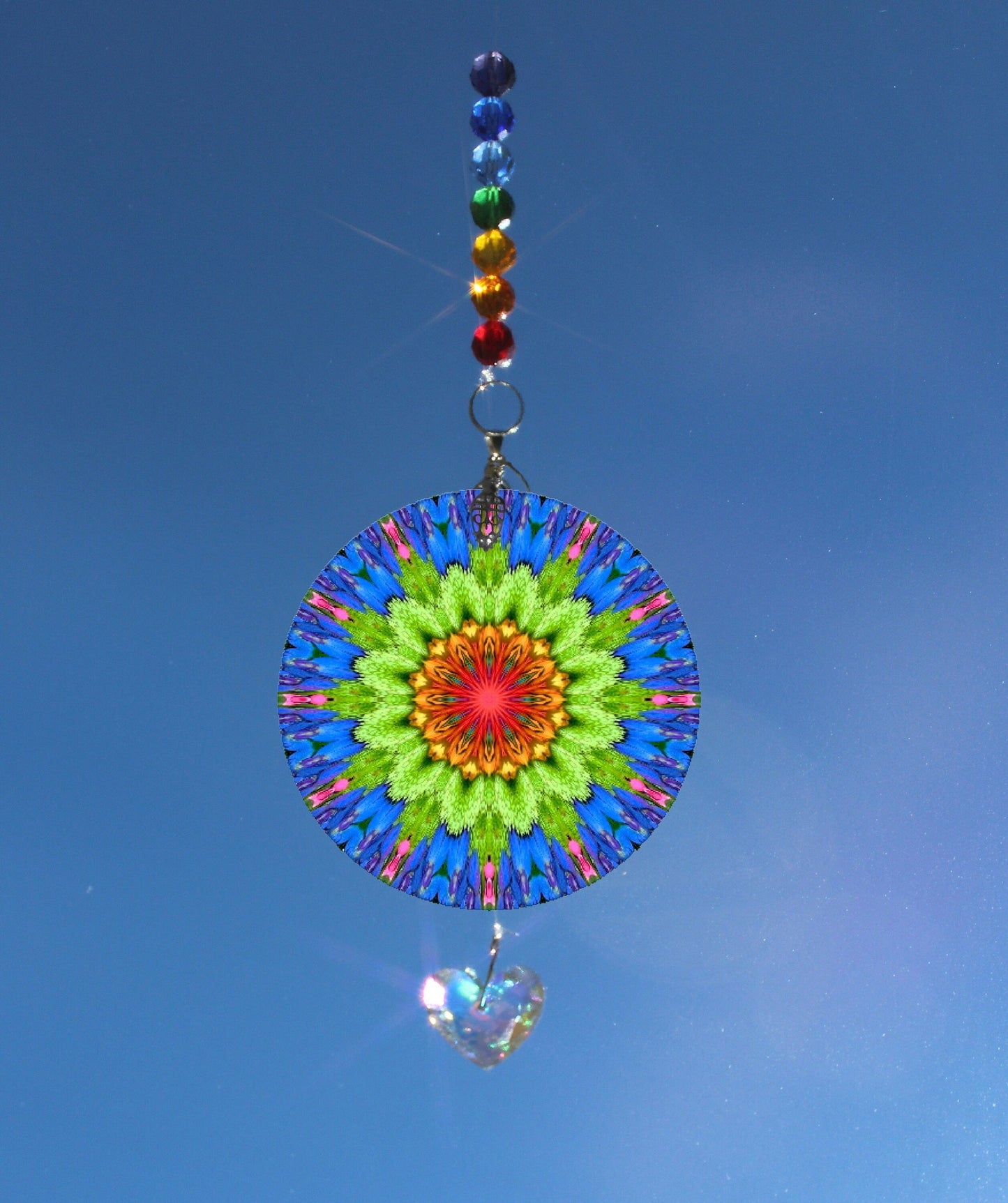 Chakra Art Crystal Sun Catcher, Exquisite Light Catcher, Mandala Art Wall Hanging, Rainbow Maker, Boho Hanging Window Prism Suncatcher 102