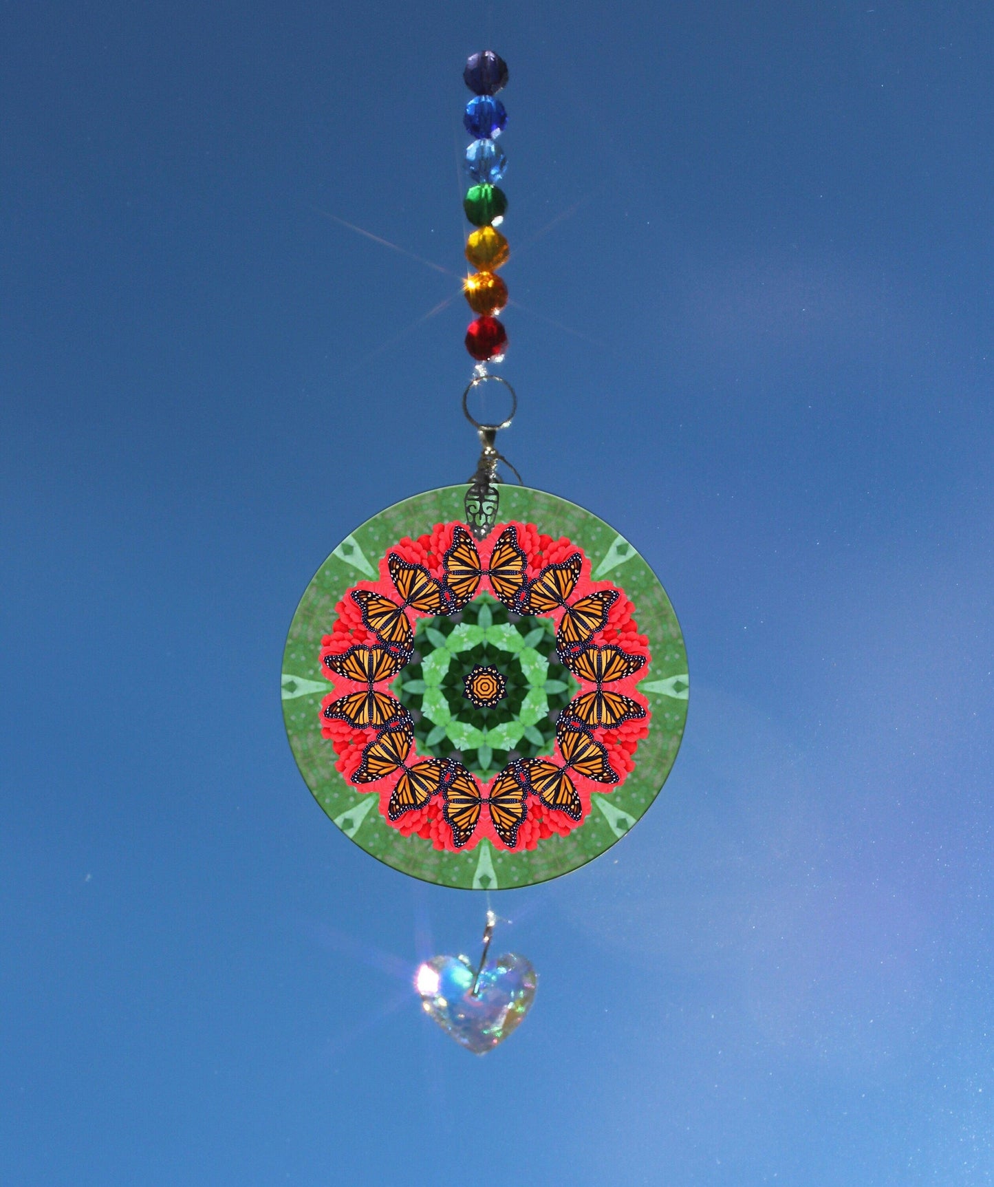 Monarch Butterfly Suncatcher, Crystal Sun Catcher Mobile, Light Catcher, Window Hanging Prism, Rainbow Maker, Butterfly Ornament N