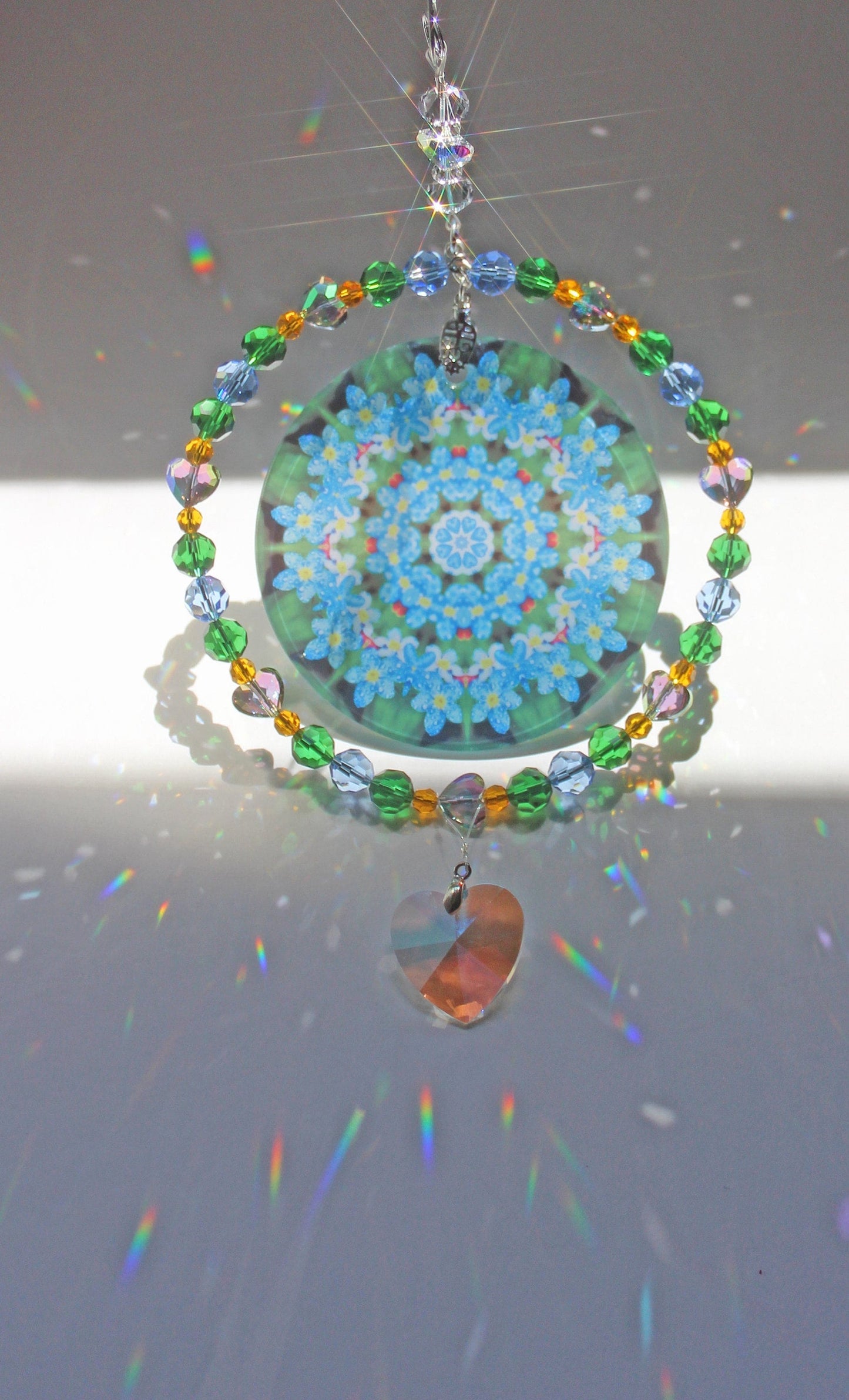 Crystal Sun Catcher, Light Catcher For Feng Shui, Forget Me Not Memorial Window Suncatcher, Crystal Mobile, Brilliant Rainbow Maker Prism