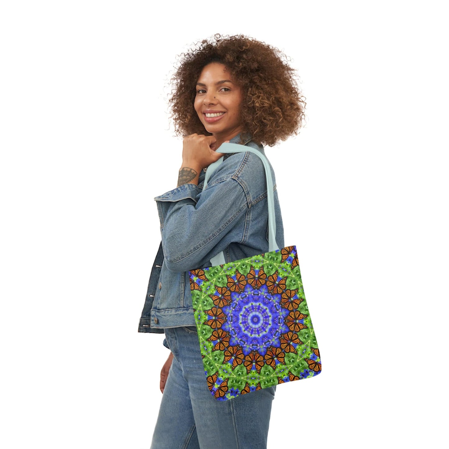 Cute Canvas Butterfly Art Tote Bag - Vibrant Mandala Art for Everyday Style Altruistic Aura