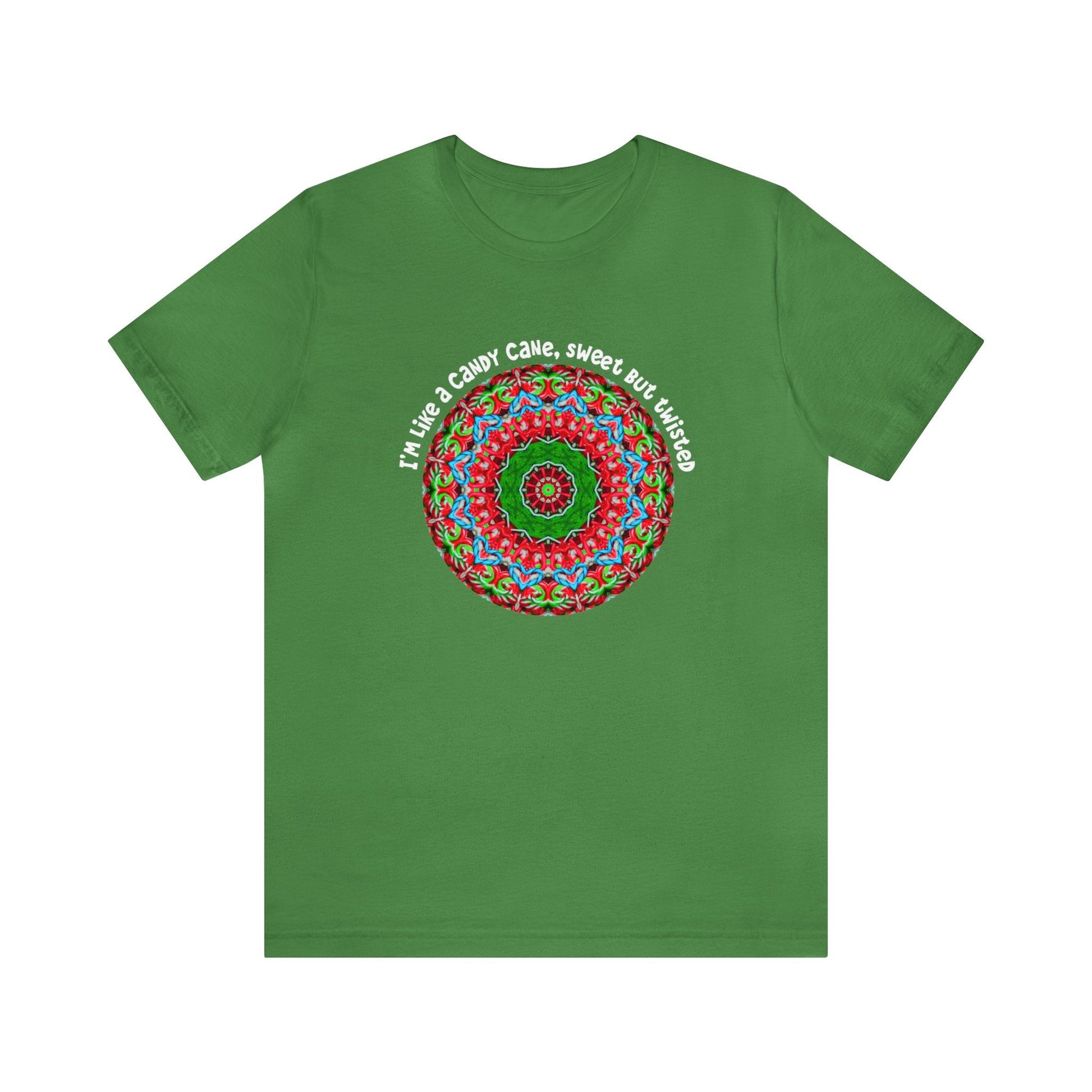 Sarcastic Funny Christmas Shirt - All Day Graphic TShirts, Im like a candy cane cute but twisted Candy Cane Mandala Leaf Green