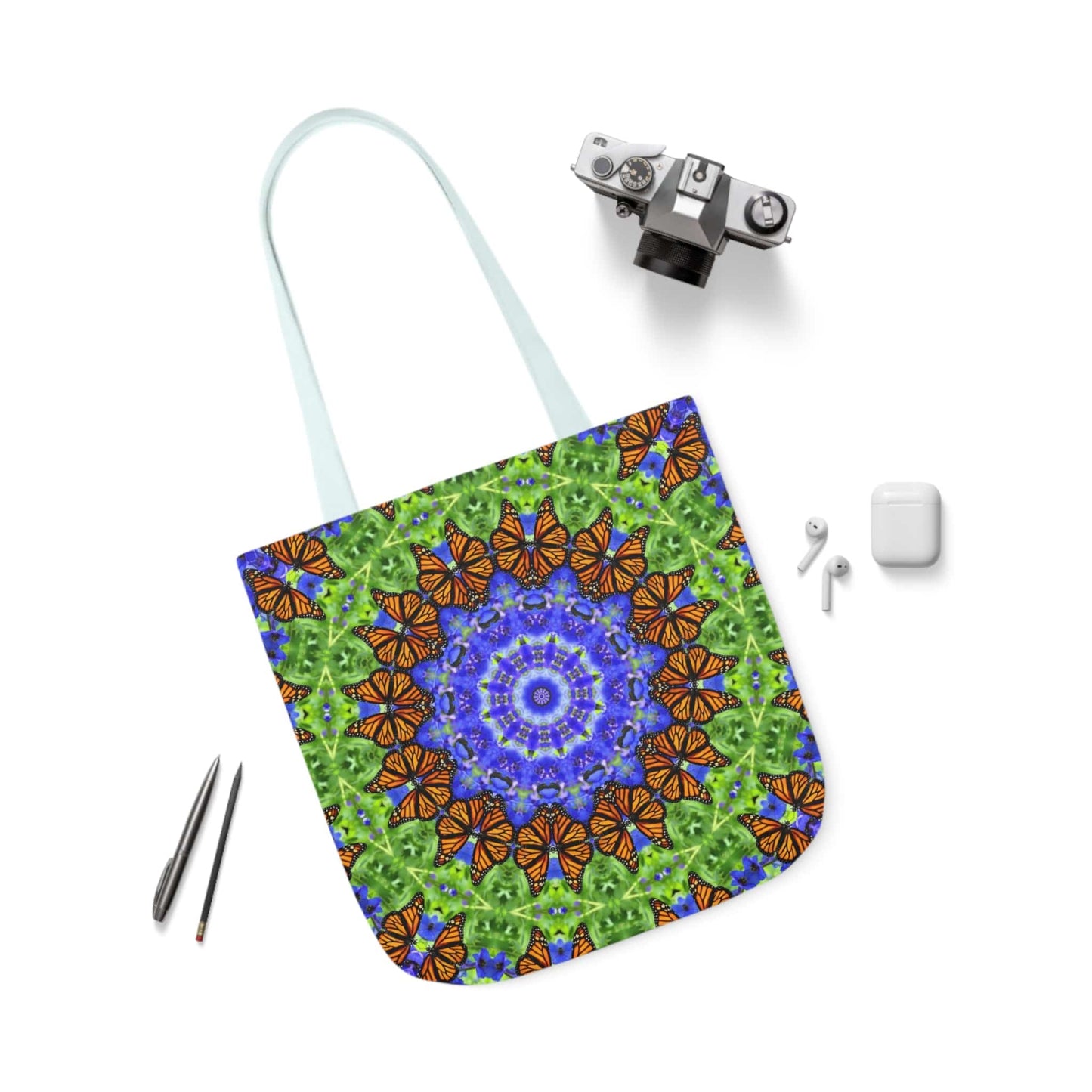 Cute Canvas Butterfly Art Tote Bag - Vibrant Mandala Art for Everyday Style Altruistic Aura