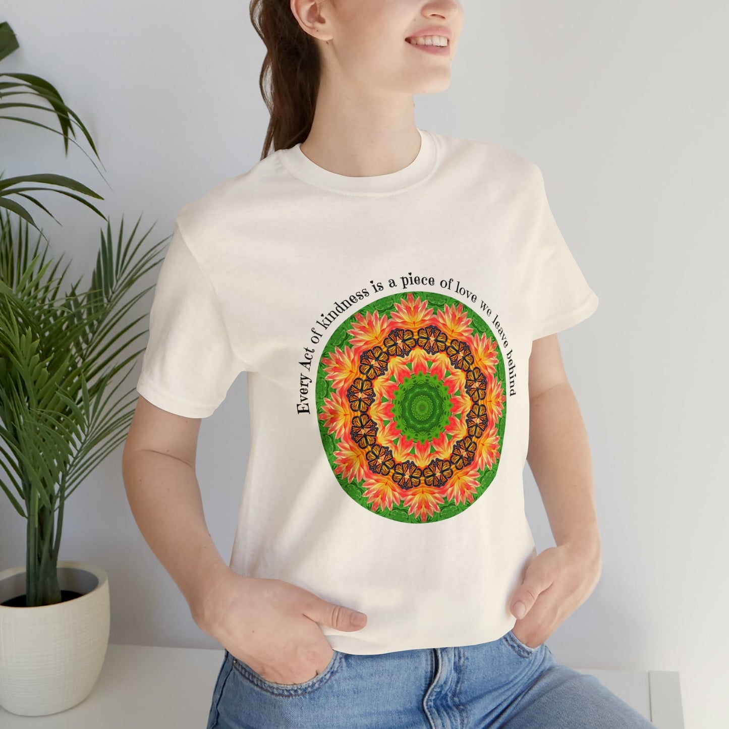 Beautiful Butterfly Mandala Art Graphic Tee Shirt - Cottagecore Clothing A Nature Lovers Delight Ornate Orbit natural