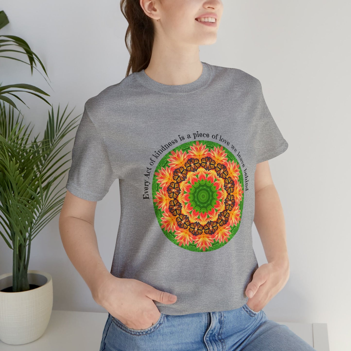 Beautiful Butterfly Mandala Art Graphic Tee Shirt - Cottagecore Clothing A Nature Lovers Delight Ornate Orbit athletic Heather