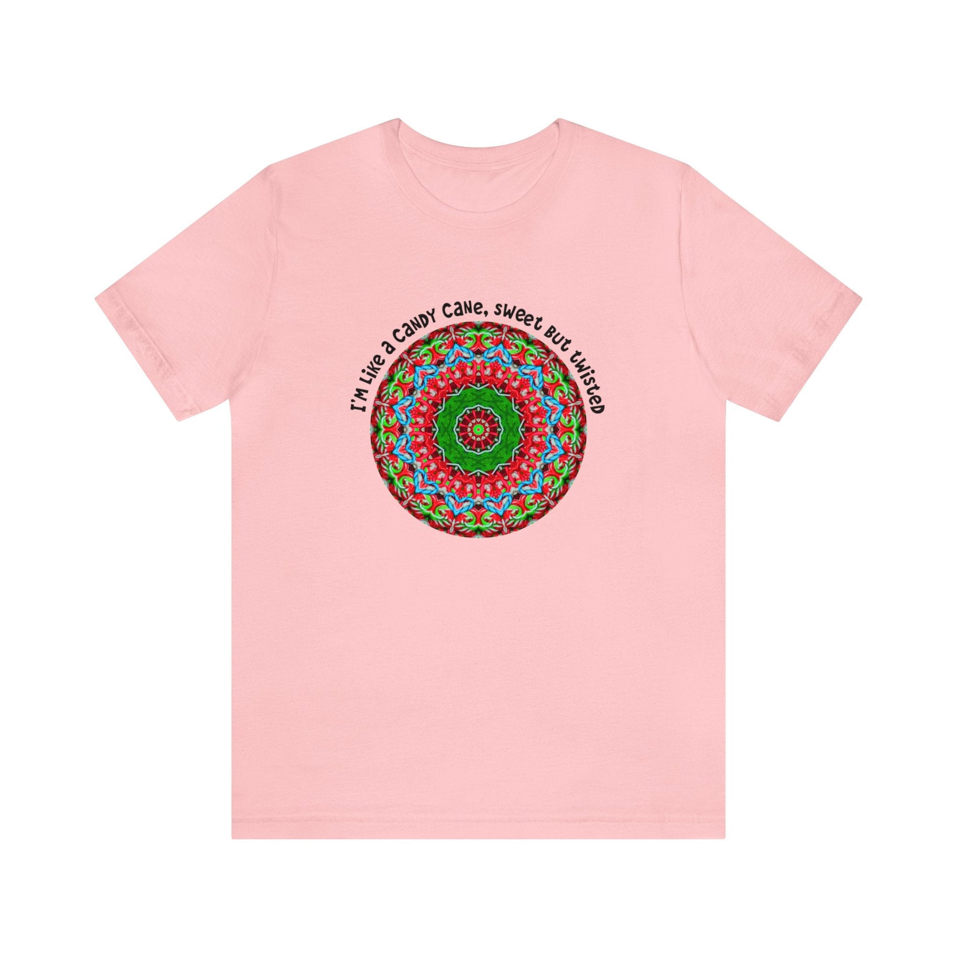 Sarcastic Funny Christmas Shirt - All Day Graphic TShirts, Im like a candy cane cute but twisted Candy Cane Mandala Pink