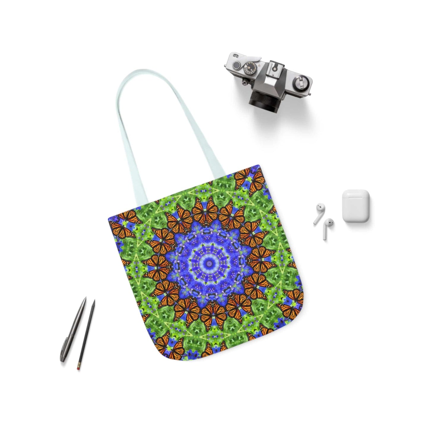 Cute Canvas Butterfly Art Tote Bag - Vibrant Mandala Art for Everyday Style Altruistic Aura