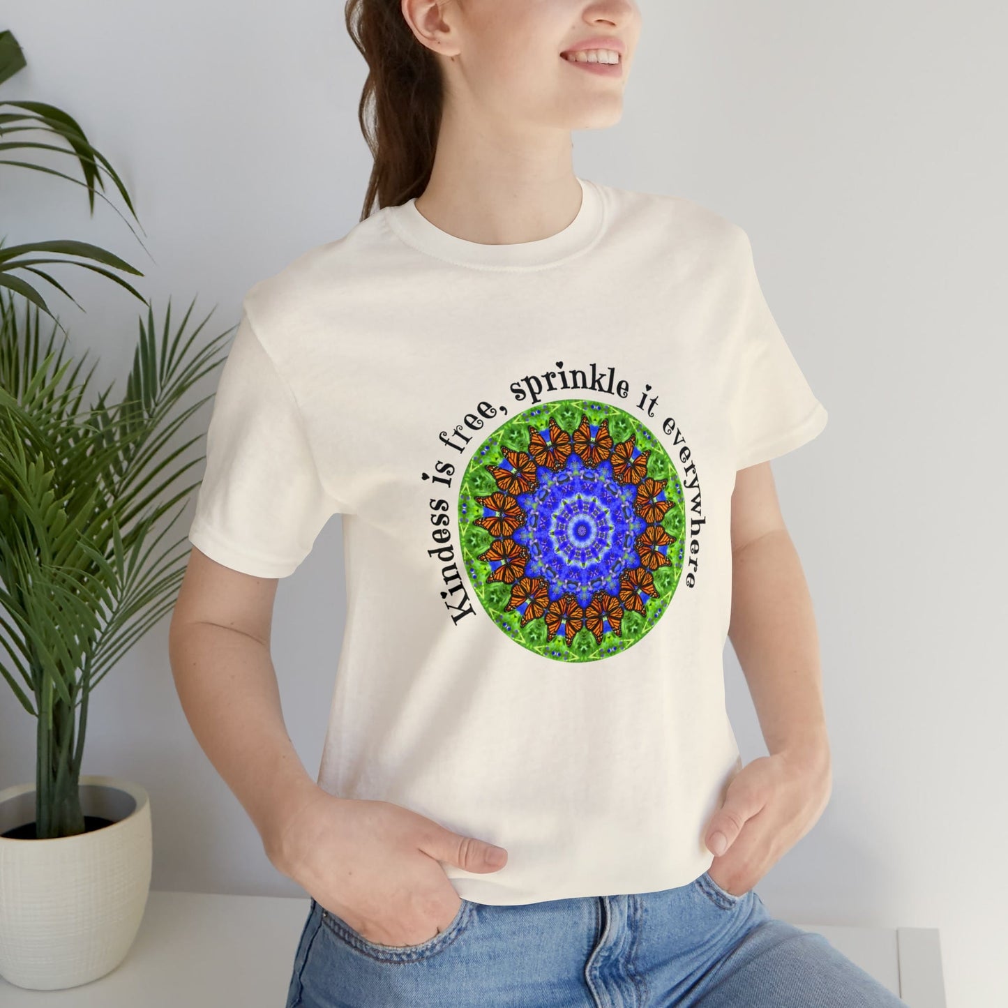 Cottage Core Be Kind Butterfly Shirt featuring Stunning Mandala Art - Graphic Tees for Nature Lovers Natural 