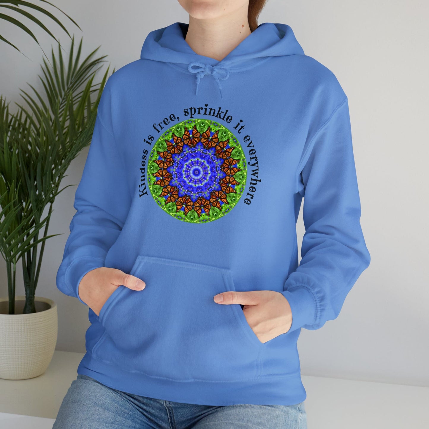 Pretty & Cute Butterfly Kindness Graphic Hoodie Sweatshirt Monarch Butterfly Mandala Art Kindness Is Free Sprinkle It Everywhere