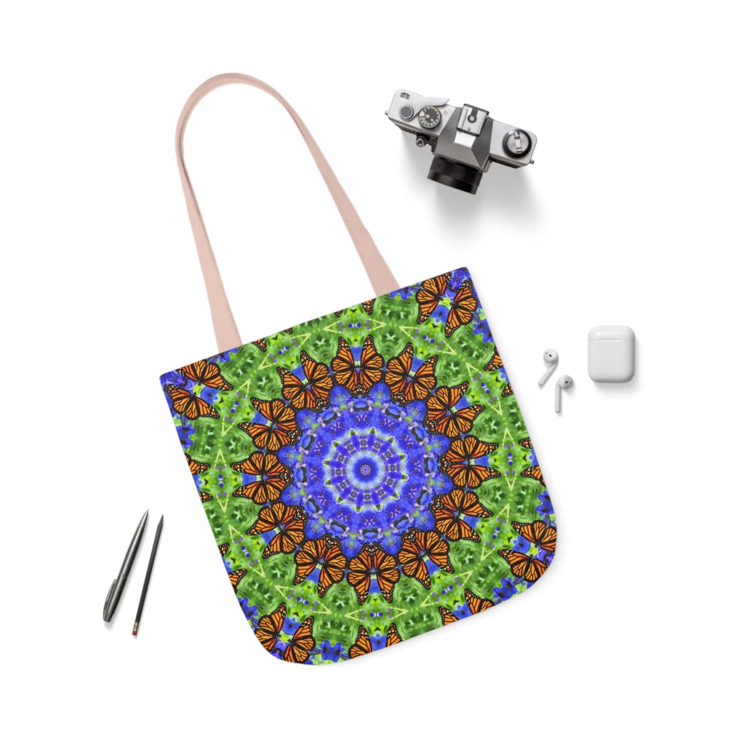 Cute Canvas Butterfly Art Tote Bag - Vibrant Mandala Art for Everyday Style Altruistic Aura