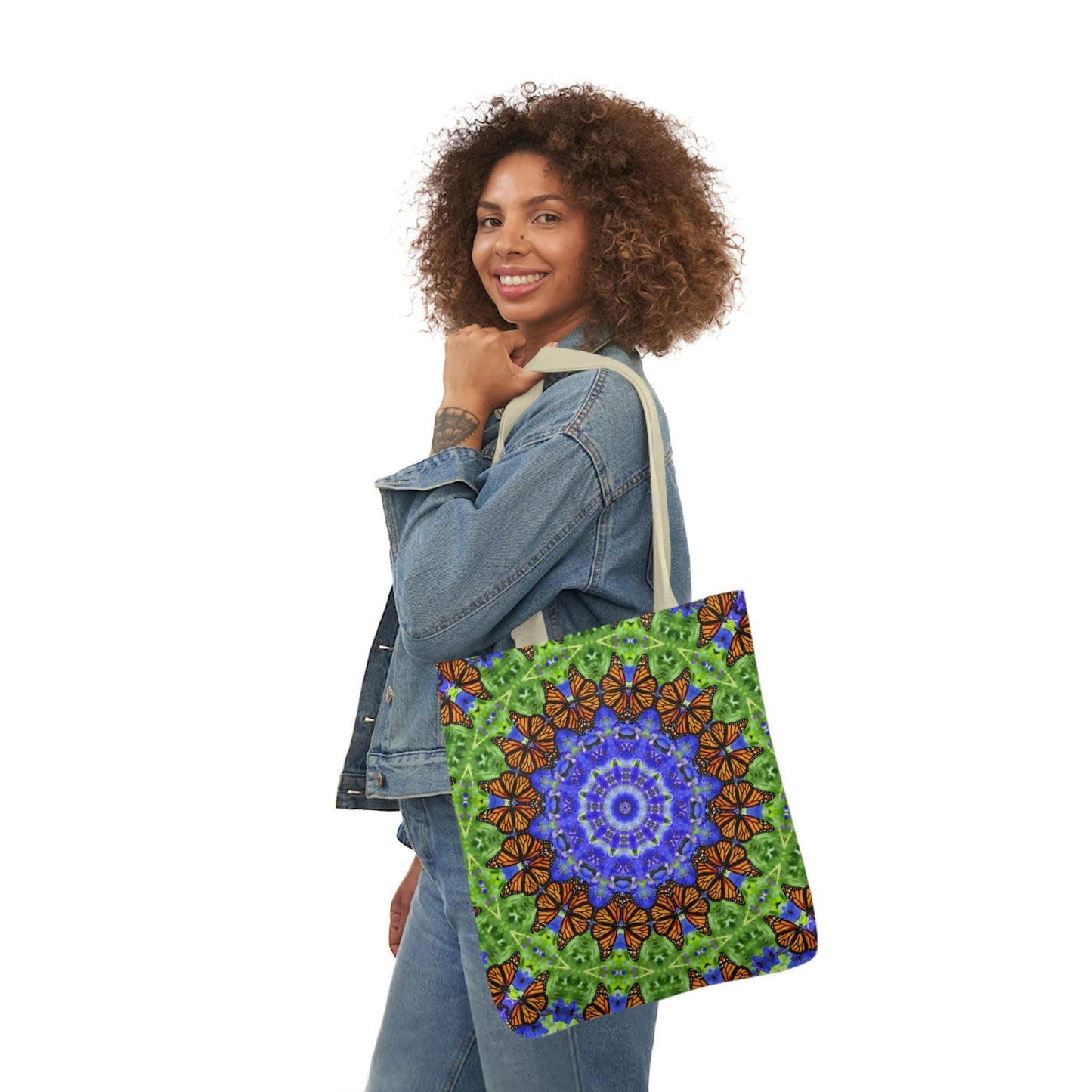 Cute Canvas Butterfly Art Tote Bag - Vibrant Mandala Art for Everyday Style Altruistic Aura