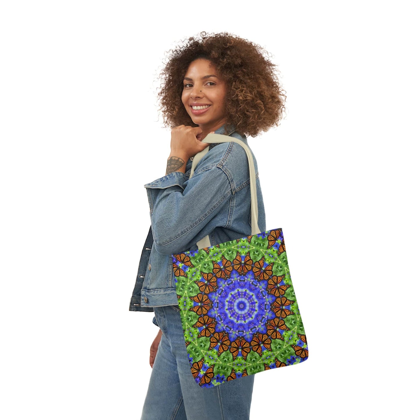 Cute Canvas Butterfly Art Tote Bag - Vibrant Mandala Art for Everyday Style Altruistic Aura