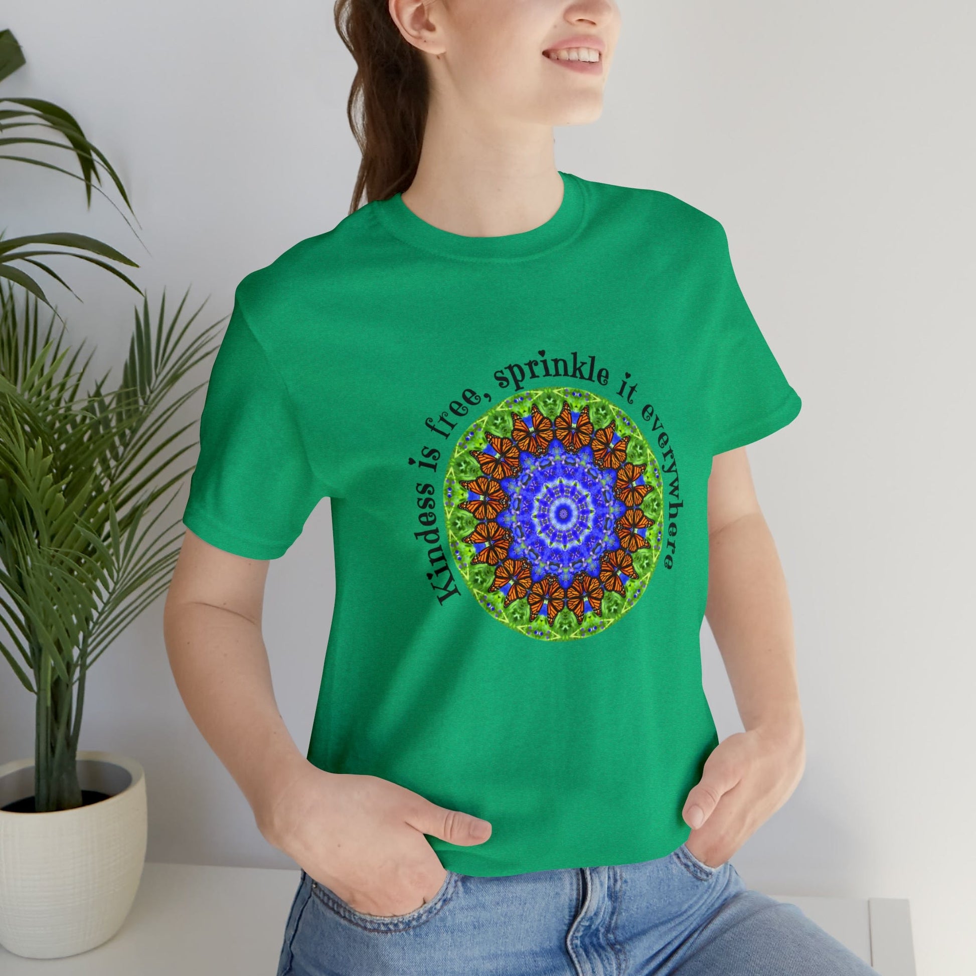 Cottage Core Be Kind Butterfly Shirt featuring Stunning Mandala Art - Graphic Tees for Nature Lovers heather kelly