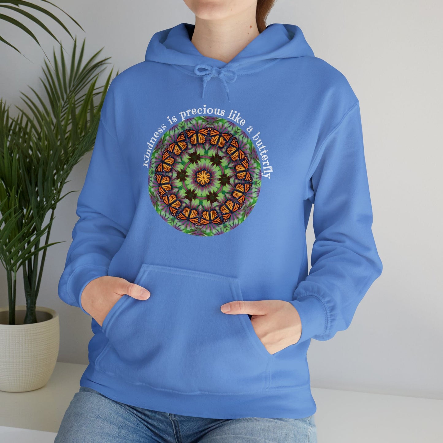 Pretty & Cute Butterfly Kindness Graphic Hoodie Sweatshirt Monarch Butterfly Mandala Art Kindness is precious like a butterfly