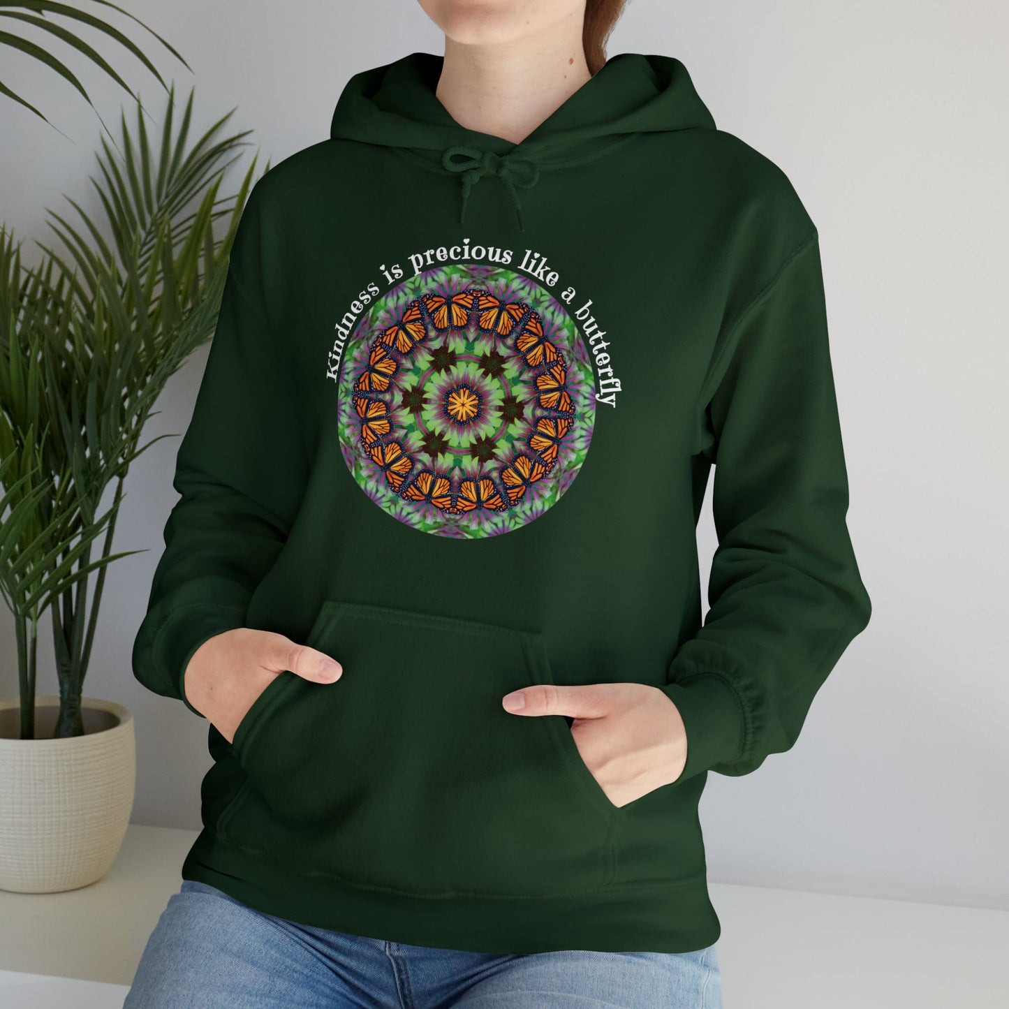 Pretty & Cute Butterfly Kindness Graphic Hoodie Sweatshirt Monarch Butterfly Mandala Art Kindness is precious like a butterfly