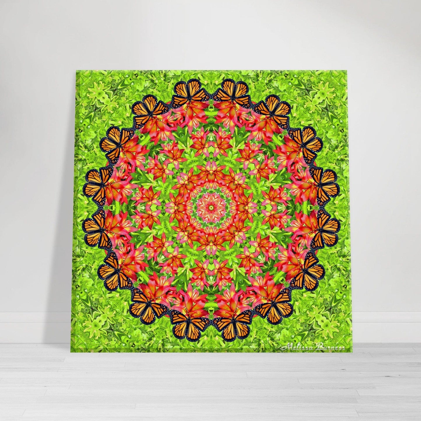 Abstract Eclectic Butterfly Wall Art - Enchanting Cottagecore Nature Mandala Art On Canvas Print Ornate Orbit