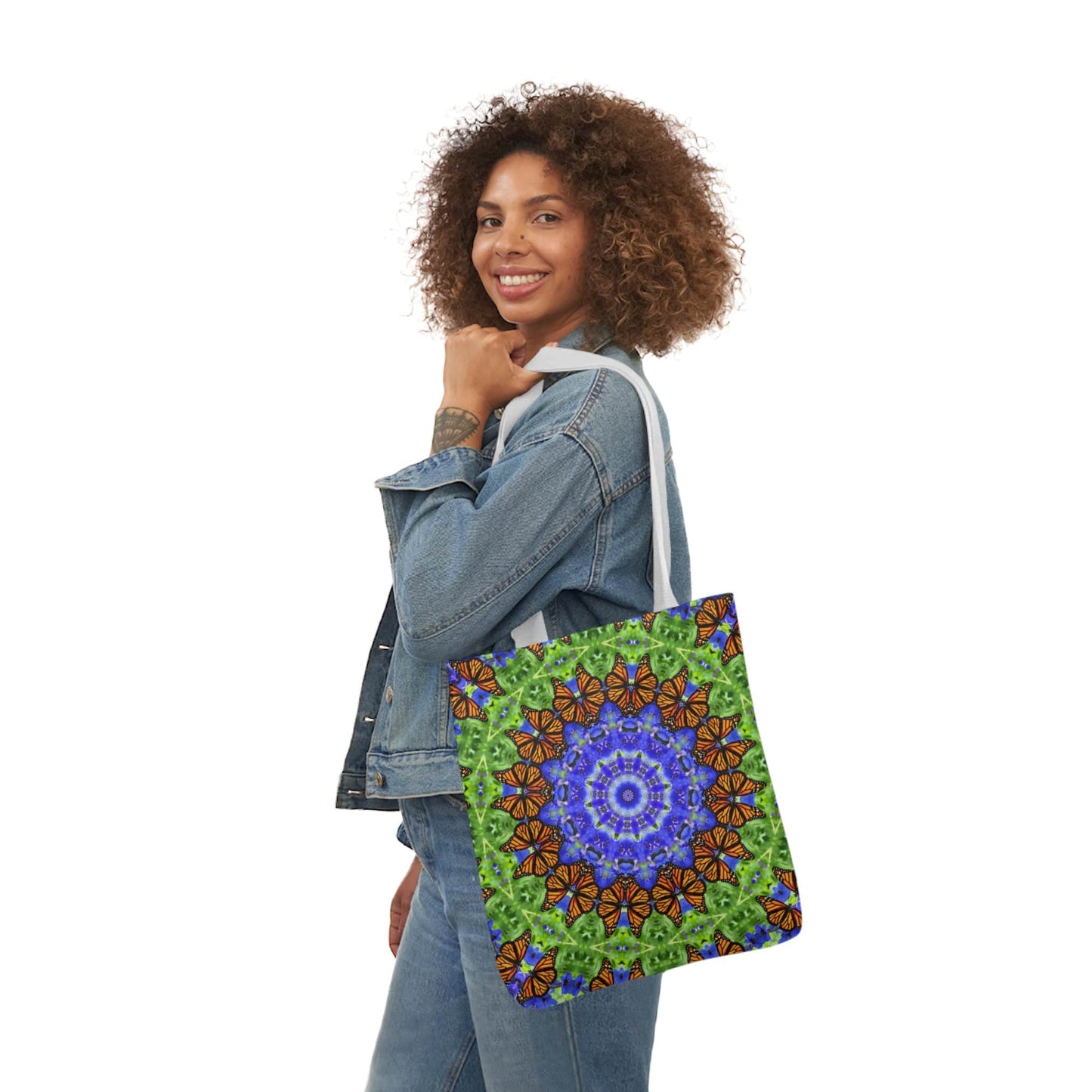Cute Canvas Butterfly Art Tote Bag - Vibrant Mandala Art for Everyday Style Altruistic Aura