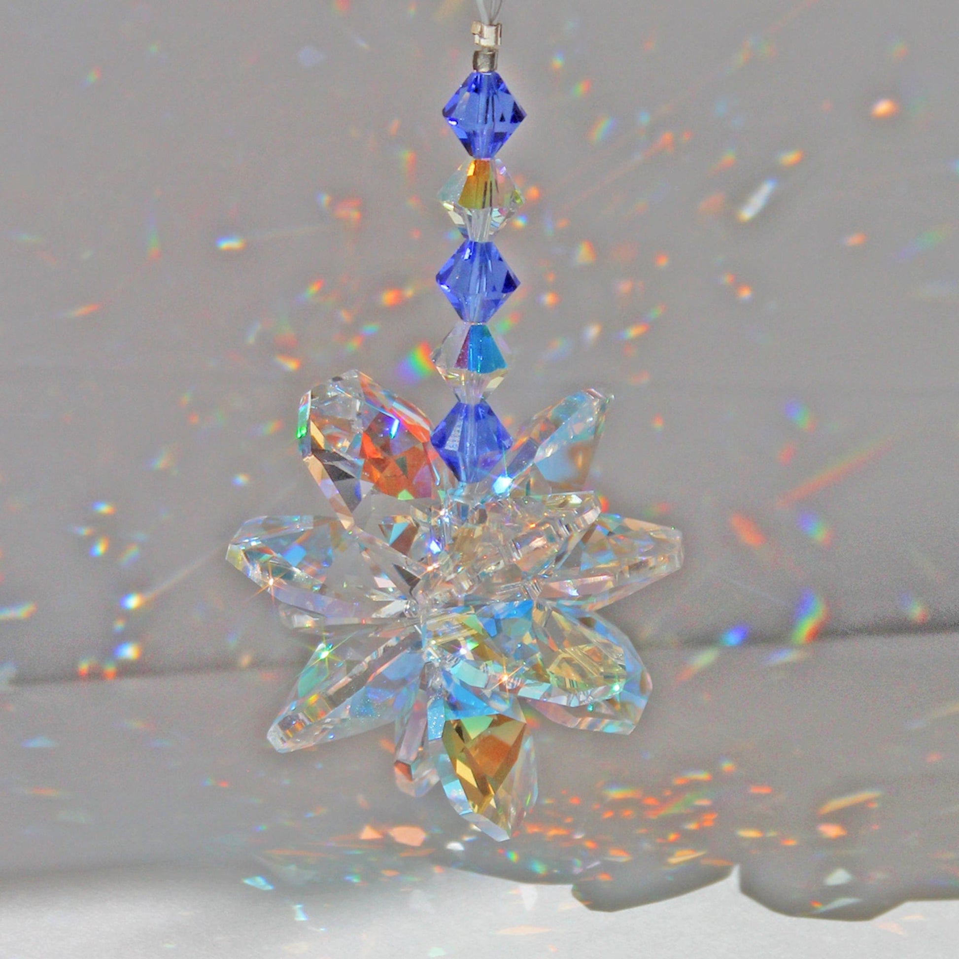 Crystal Pendulum Ornament & Rainbow Maker Swarovski Sunlight Catcher Hanging Window Suncatcher For Treasured Crystal Gifts Aurora Borealis 
