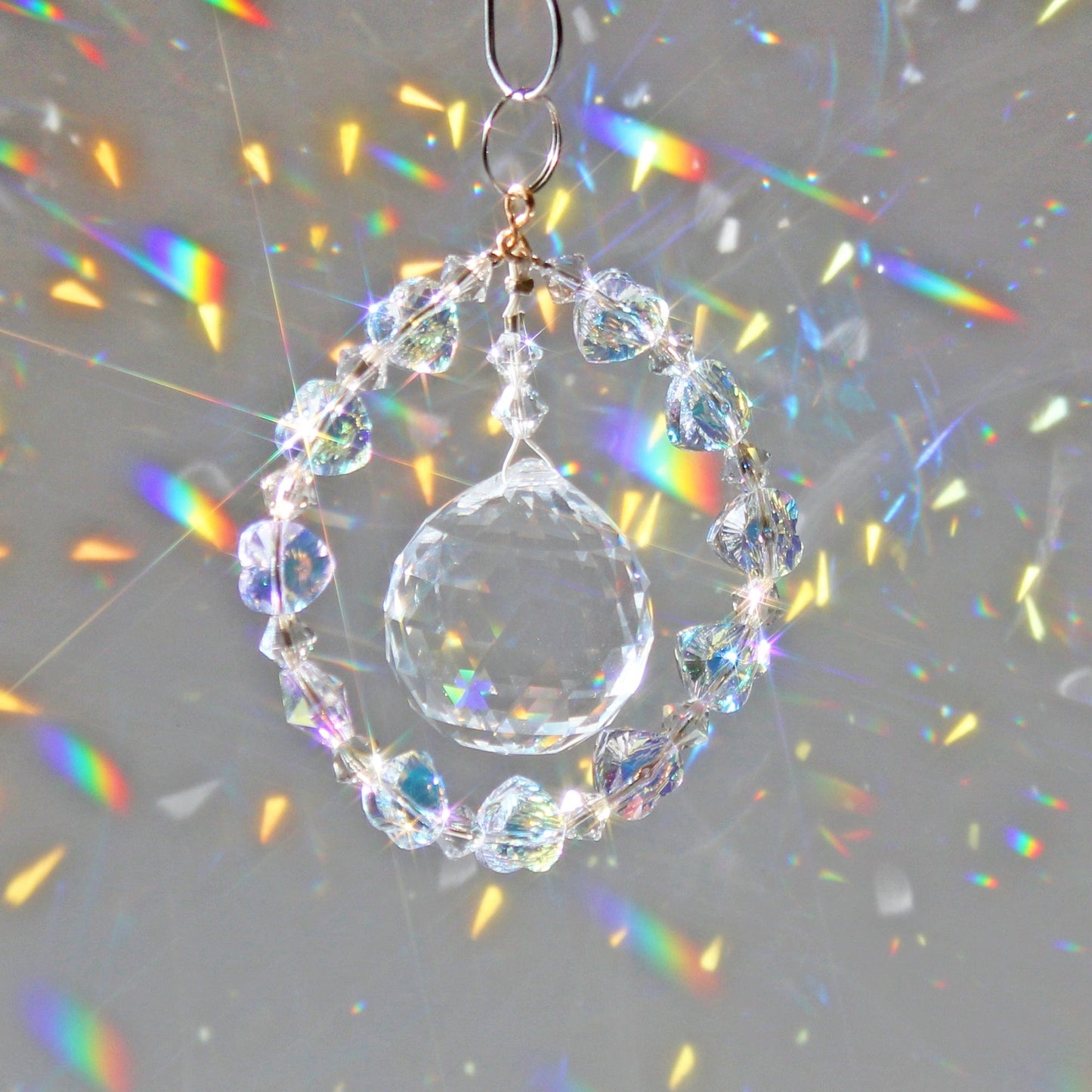 Rainbow Maker, Crystal Heart Ornament Suncatcher With Swarovski Prism, Exquisite Anniversary Crystal Gift & Decor, Circle Of Love