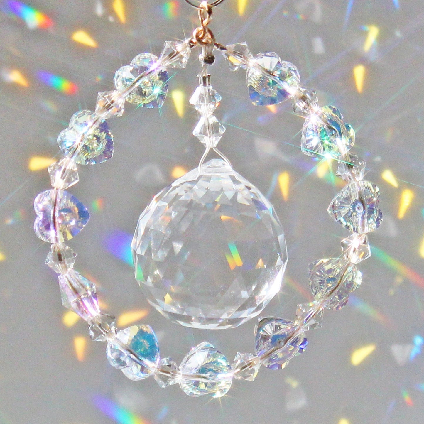 Rainbow Maker, Crystal Heart Ornament Suncatcher With Swarovski Prism, Exquisite Anniversary Crystal Gift & Decor, Circle Of Love