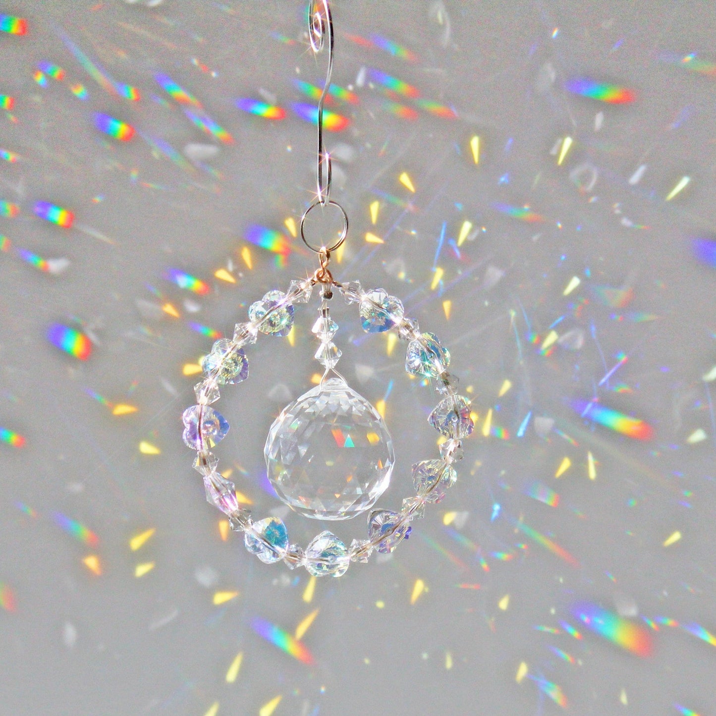 Rainbow Maker, Crystal Heart Ornament Suncatcher With Swarovski Prism, Exquisite Anniversary Crystal Gift & Decor, Circle Of Love