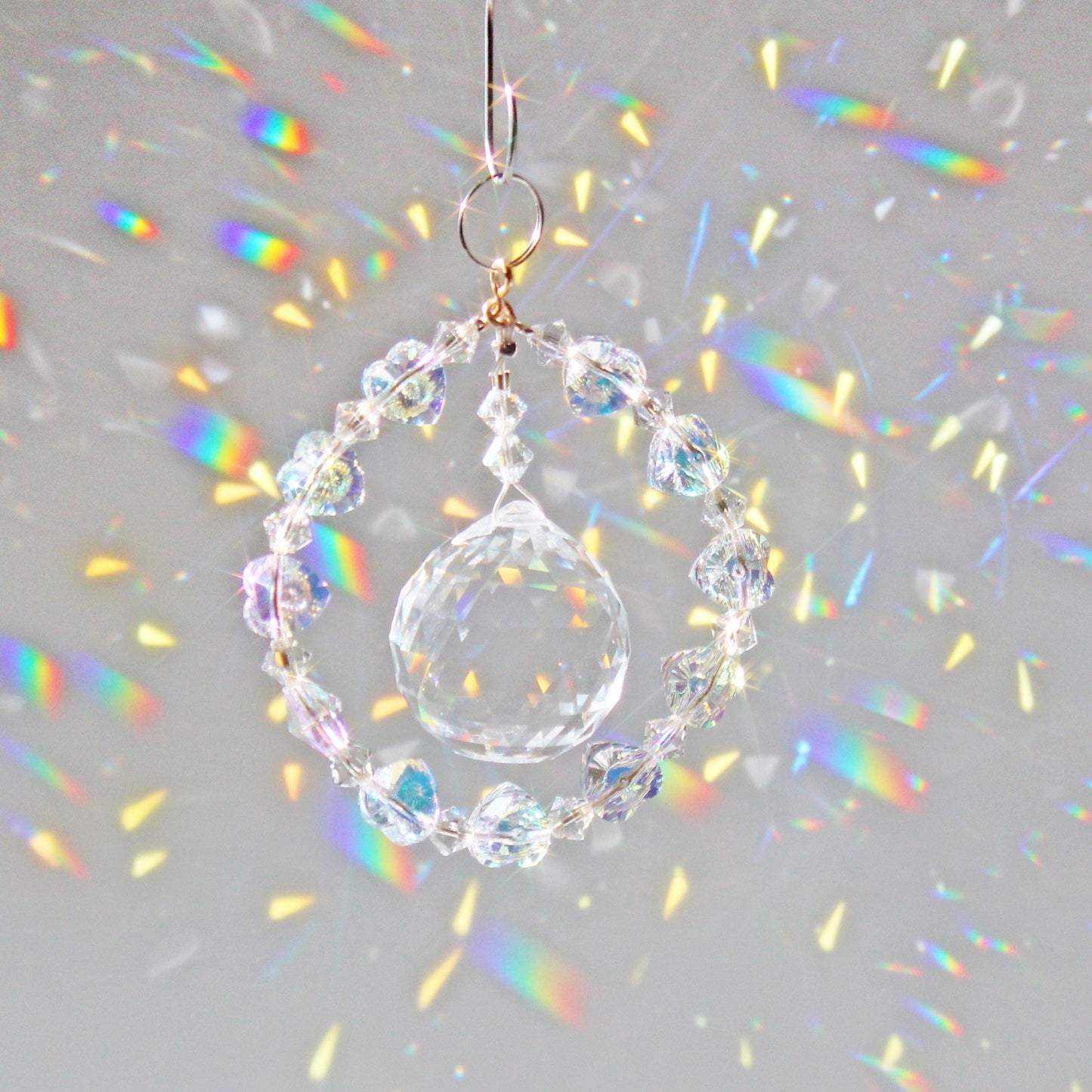 Rainbow Maker, Crystal Heart Ornament Suncatcher With Swarovski Prism, Exquisite Anniversary Crystal Gift & Decor, Circle Of Love