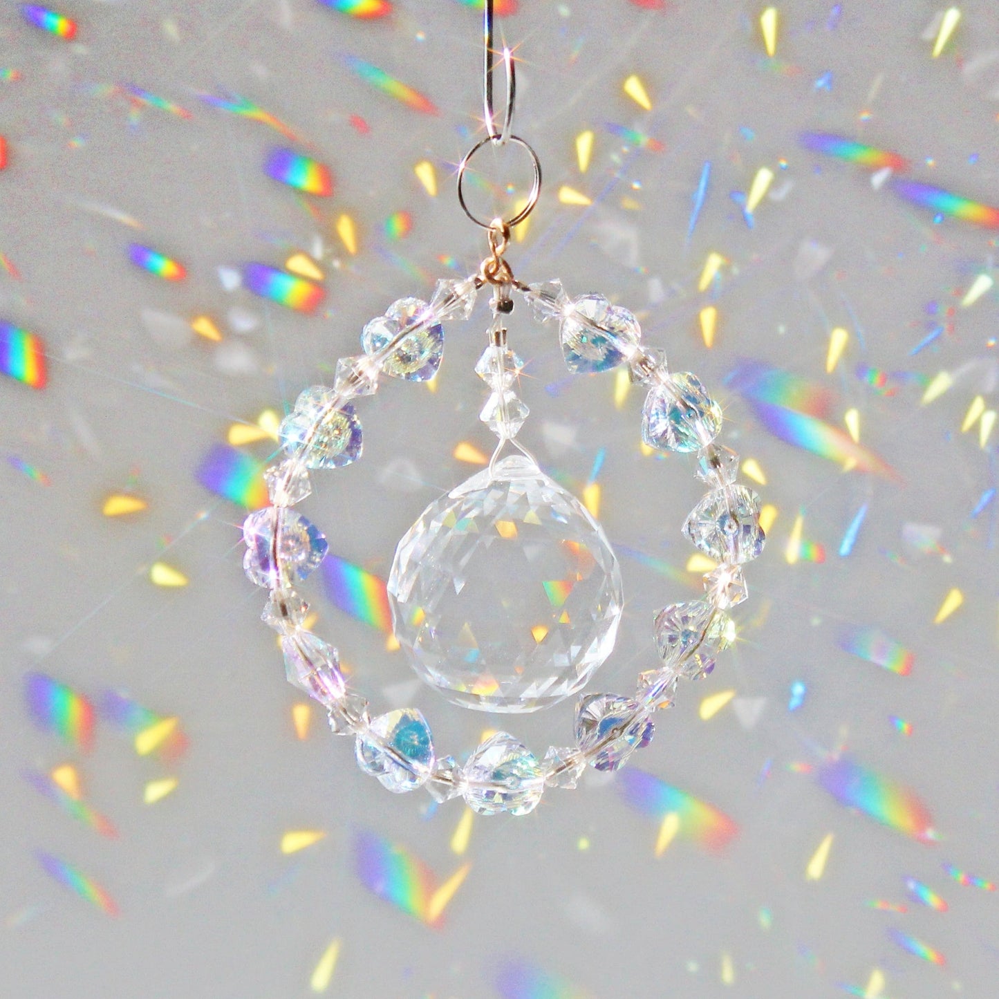 Rainbow Maker, Crystal Heart Ornament Suncatcher With Swarovski Prism, Exquisite Anniversary Crystal Gift & Decor, Circle Of Love