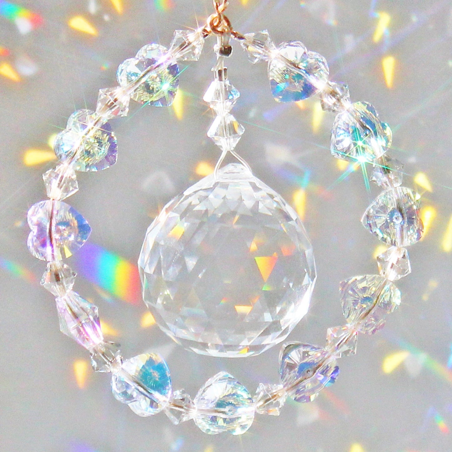 Rainbow Maker, Crystal Heart Ornament Suncatcher With Swarovski Prism, Exquisite Anniversary Crystal Gift & Decor, Circle Of Love