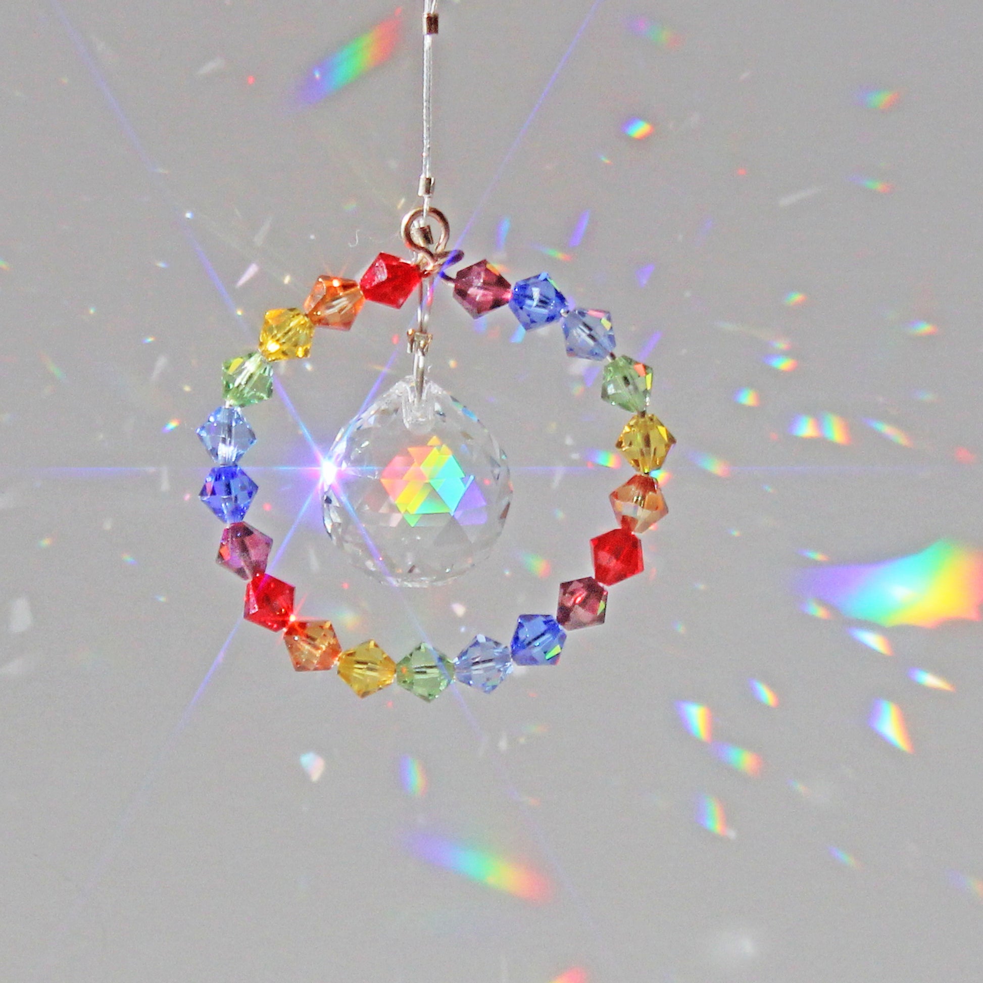 Rainbow Maker, Sunlight Catcher, Crystal Ornament With Swarovski Prism, Chakra Ball Drop