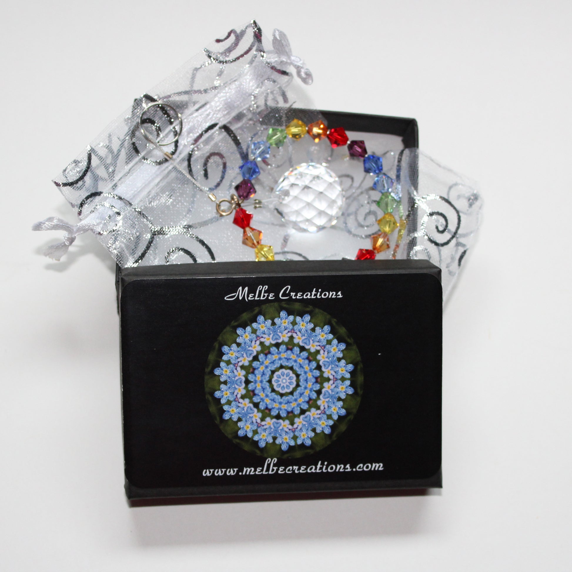 Rainbow Maker, Sunlight Catcher, Crystal Ornament With Swarovski Prism, Chakra Ball Drop packaging
