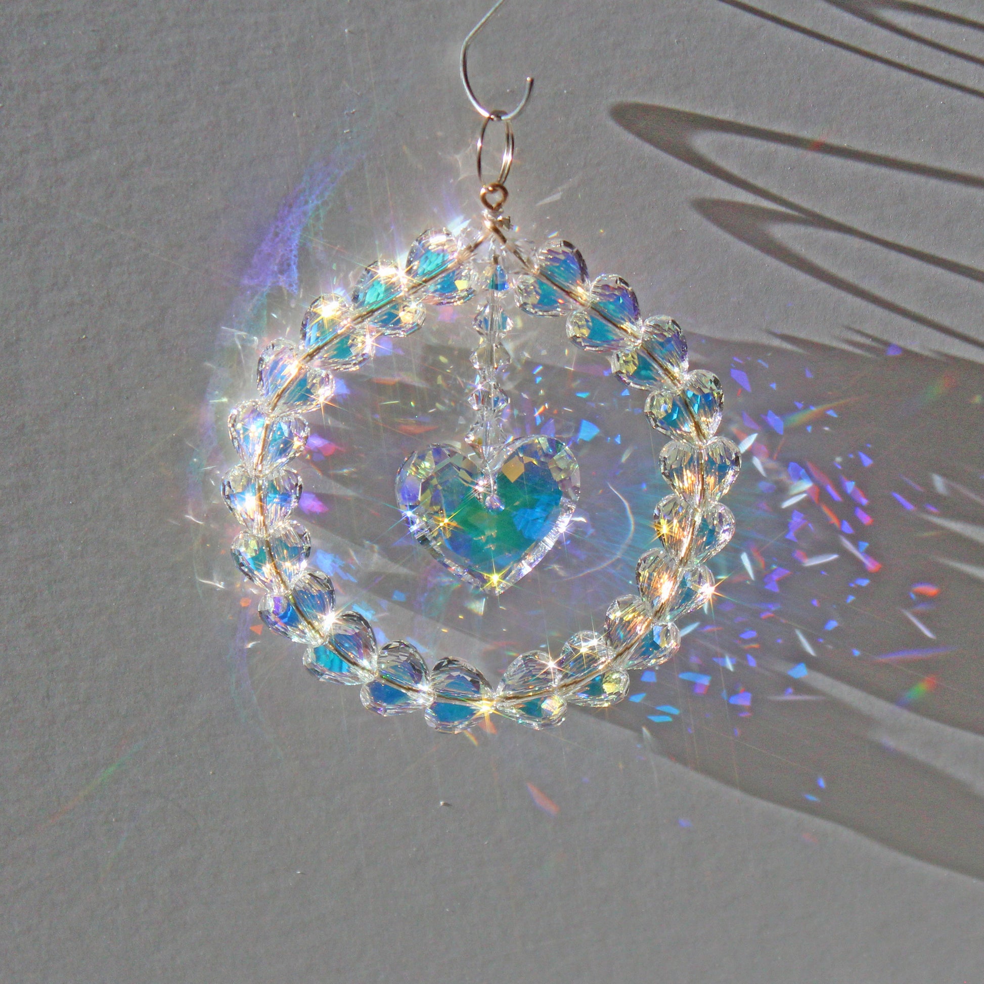 Crystal Heart Suncatcher, Rainbow Maker, Sunlight Catcher, Crystal Ornament With Swarovski Prism Heart and Crystals A Love For Eternity