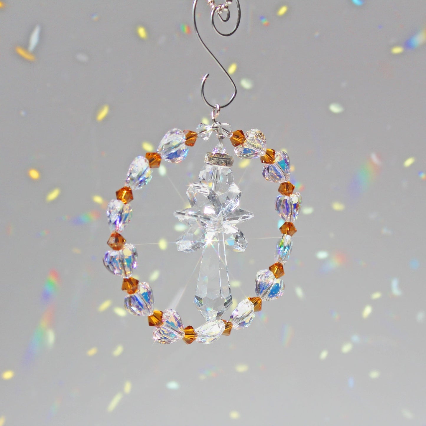 Angel Crystal Suncatcher Pendulum Ornament, Rainbow Maker, Sunlight Catcher, Hanging Crystals For Crystal Feng Shui Decor