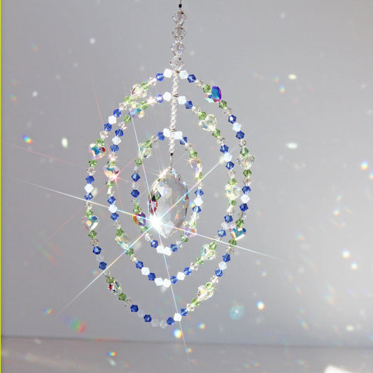 Exquisite Crystal Mobile Pendulum, Window Suncatcher, Sunlight Catcher, Feng Shui Decor, Swarovski Marquis Prism