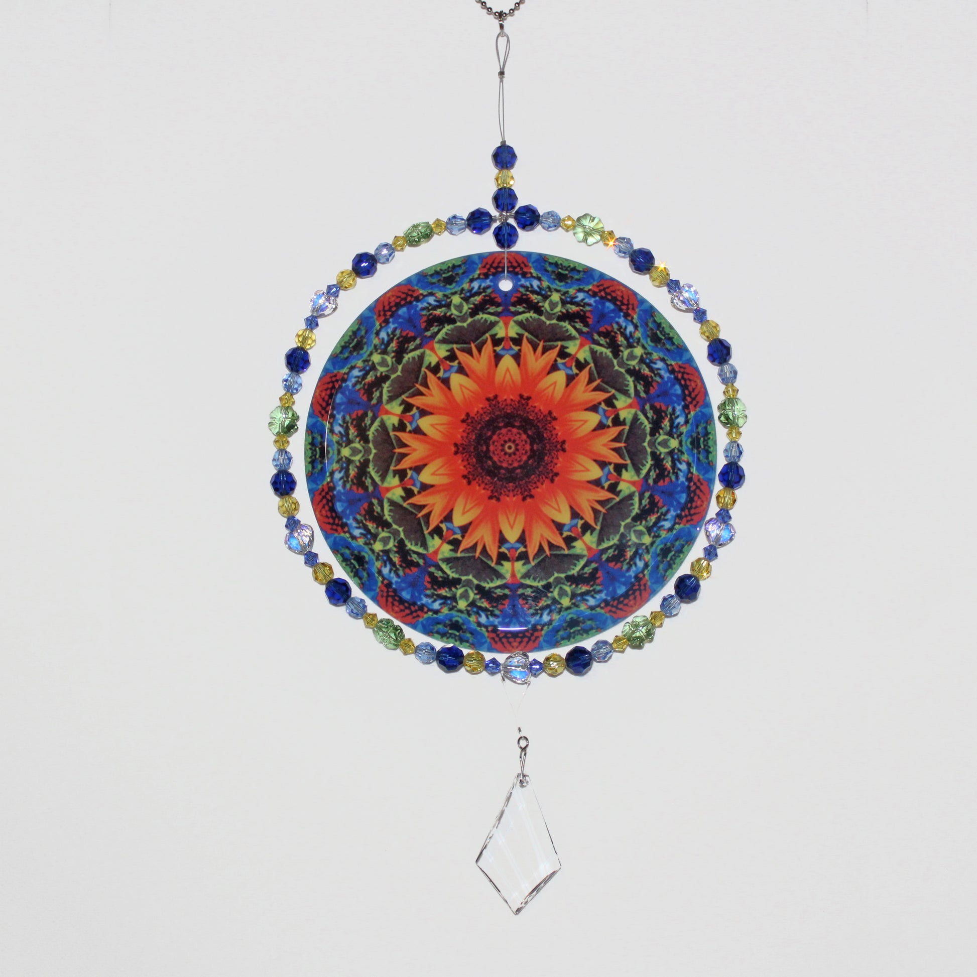 Sunflower Crystal Suncatcher, Sunlight Catcher For Relaxing Zen Decor, Original Flower Mandala Art, My Beauty Within