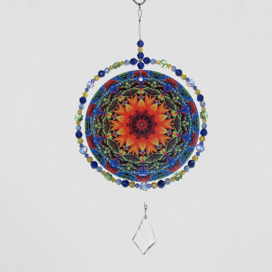 Sunflower Crystal Suncatcher, Sunlight Catcher For Relaxing Zen Decor, Original Flower Mandala Art, My Beauty Within