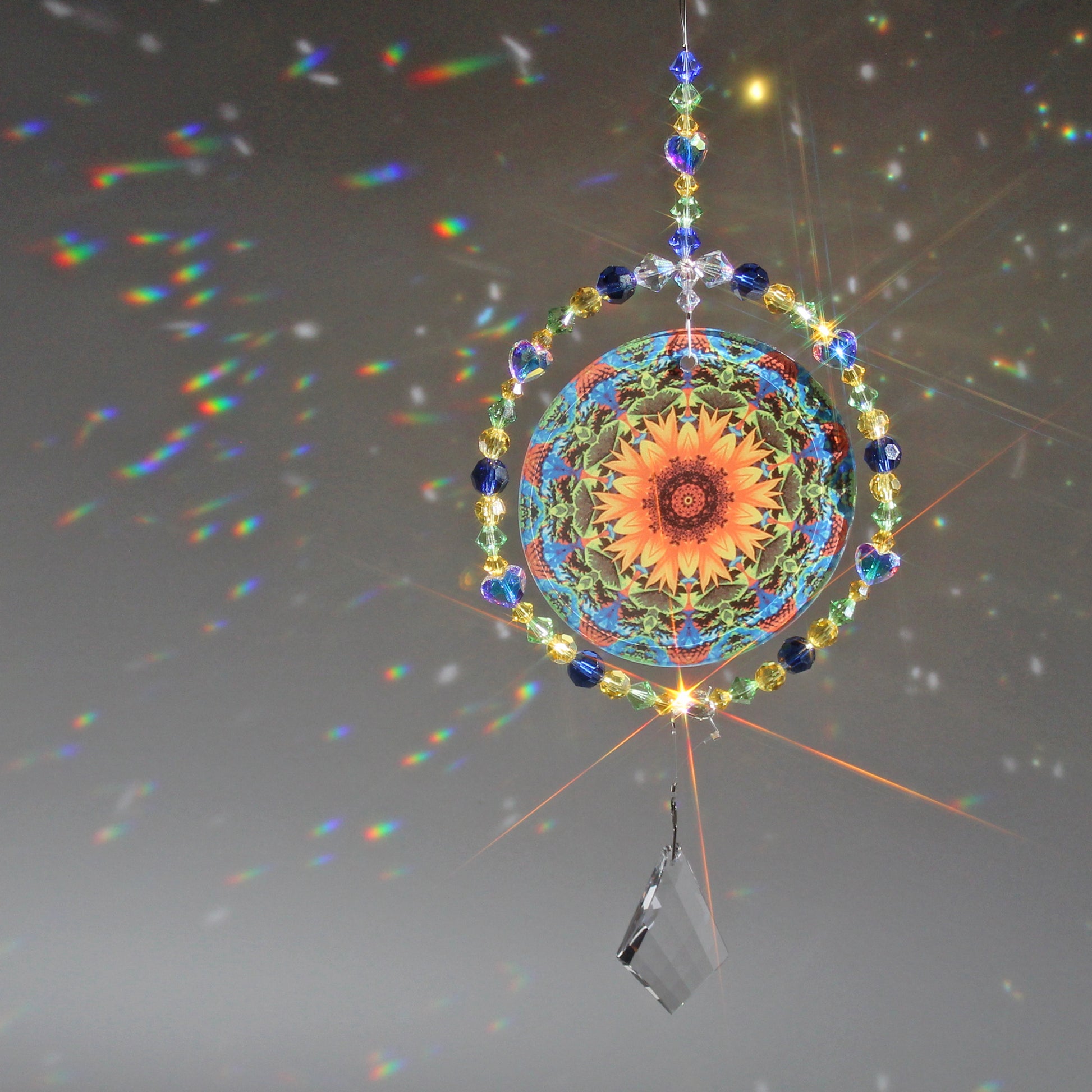 Sunflower Sunlight Catcher, Window Suncatcher, Meditation Tool, Mindfulness Sunflower Gifts & Décor, My Beauty Within image of sunlight  on suncatcher