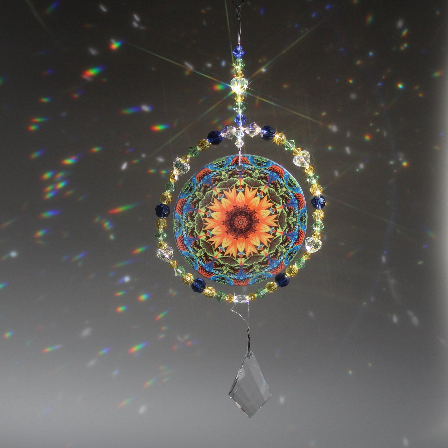 Sunflower Sunlight Catcher, Window Suncatcher, Meditation Tool, Mindfulness Sunflower Gifts & Décor, My Beauty Within image of sunlight  on suncatcher