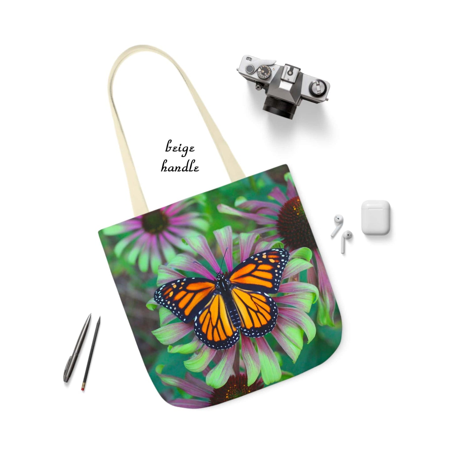 Pretty Monarch Butterfly Artsy Tote Bag,  A Butterfly Lovers Delight, Cute Cottage Core Canvas AOP Tote Bag For Everyday Use