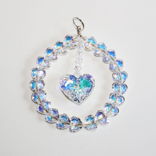 Crystal Heart Suncatcher, Rainbow Maker, Sunlight Catcher, Crystal Ornament With Swarovski Prism Heart and Crystals A Love For Eternity