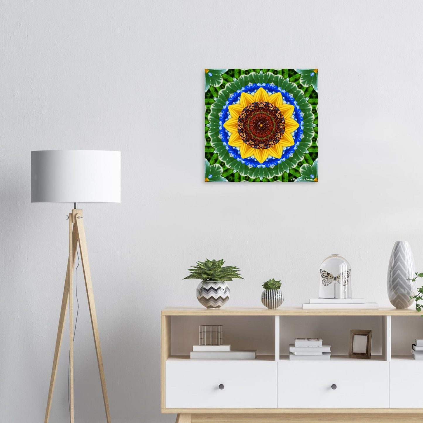 Sunflower and Monarch Butterfly Mandala Canvas Wall Art - Vibrant Nature-inspired Home Decor