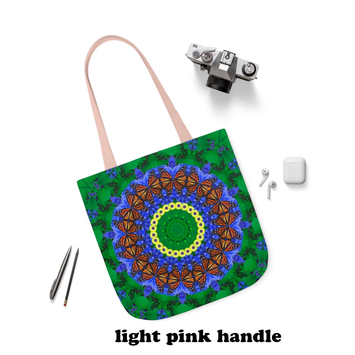 Graphic Butterfly Tote Bag  Cute and Functional For Everyday, Work And Shopping Butterfly Effect light pink handle