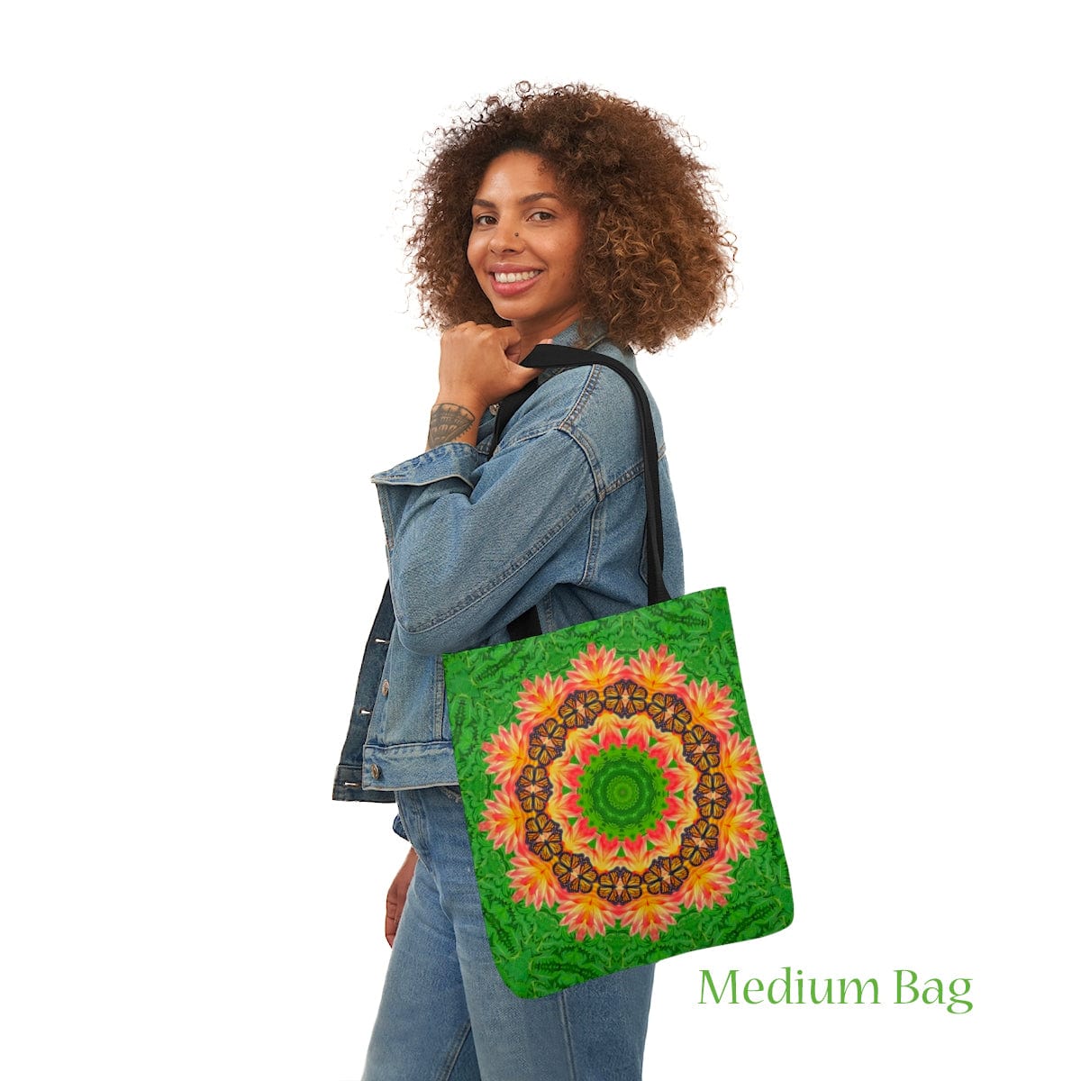Monarch Butterfly Floral Mandala Tote Bag - Cute and Practical Everyday Accessory medium