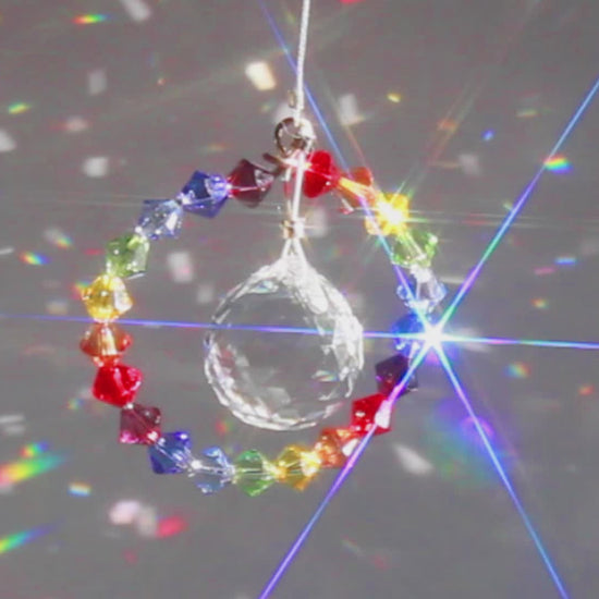 Rainbow Maker, Sunlight Catcher, Crystal Ornament With Swarovski Prism, Chakra Ball Drop video