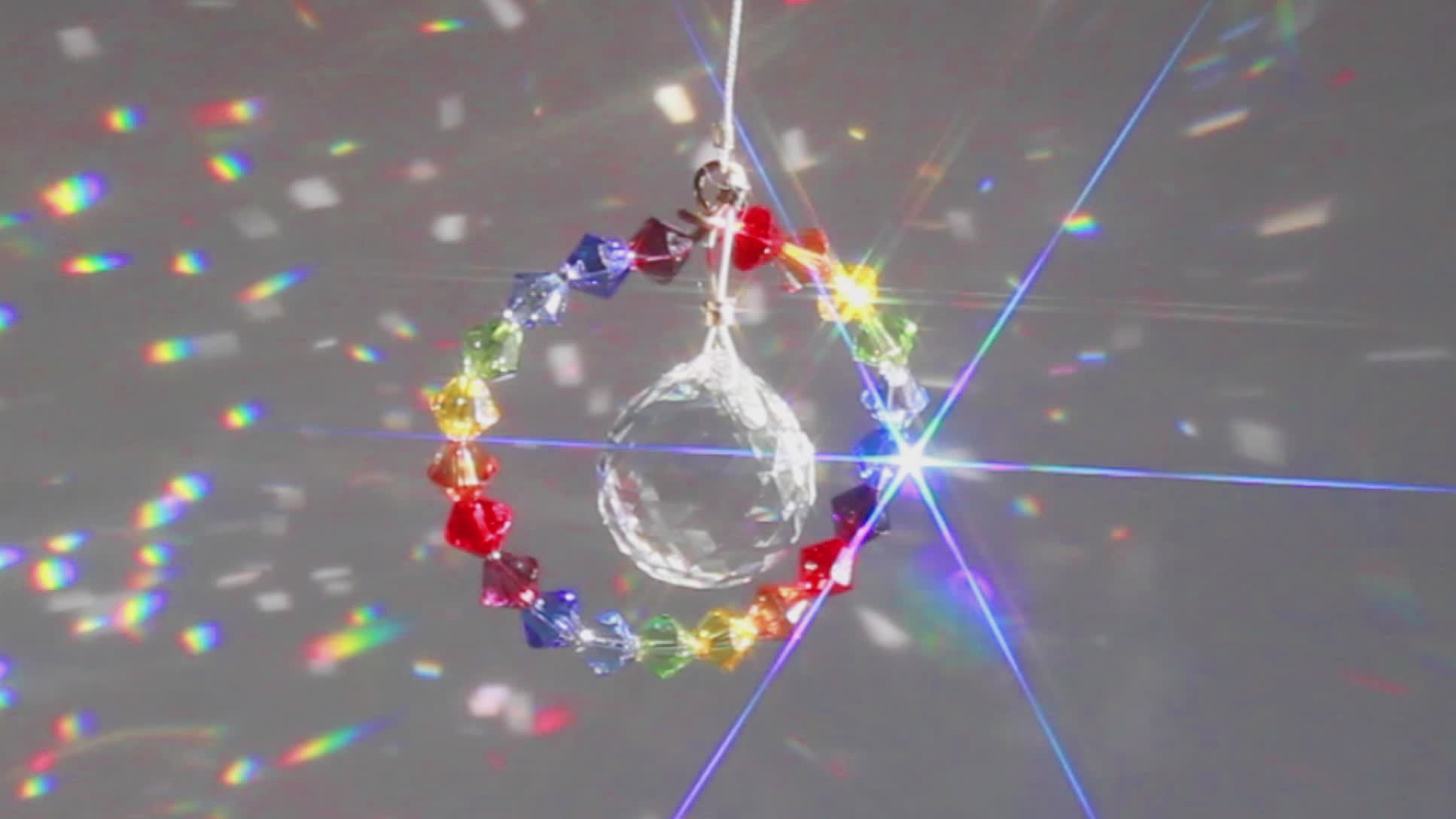 Rainbow Maker, Sunlight Catcher, Crystal Ornament With Swarovski Prism, Chakra Ball Drop video