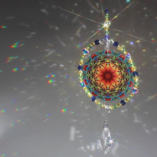 Sunflower Sunlight Catcher, Window Suncatcher, Meditation Tool, Mindfulness Sunflower Gifts & Décor, My Beauty Within image of sunlight  on suncatcher Video of Rainbow Maker