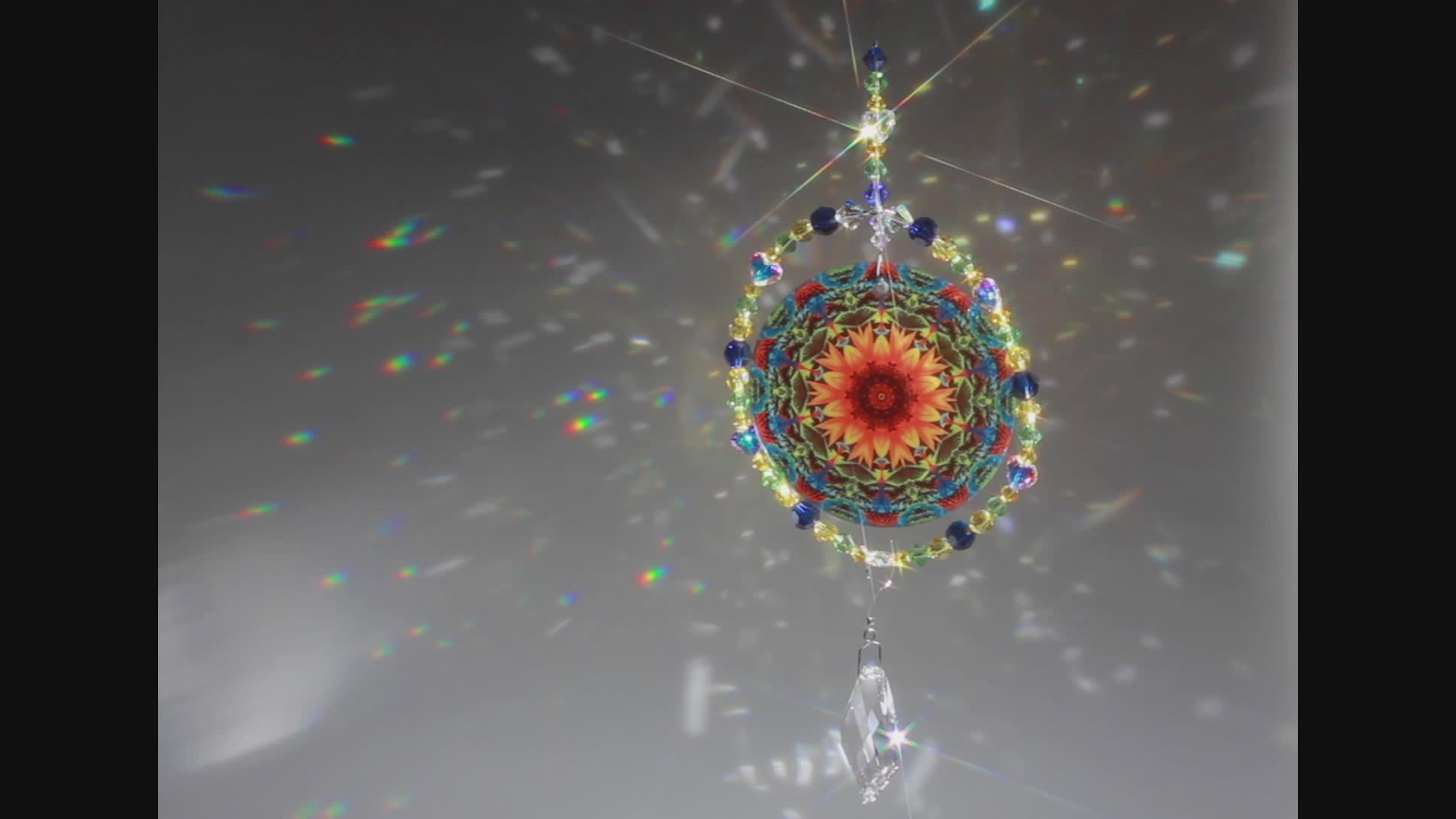 Sunflower Sunlight Catcher, Window Suncatcher, Meditation Tool, Mindfulness Sunflower Gifts & Décor, My Beauty Within image of sunlight  on suncatcher Video of Rainbow Maker