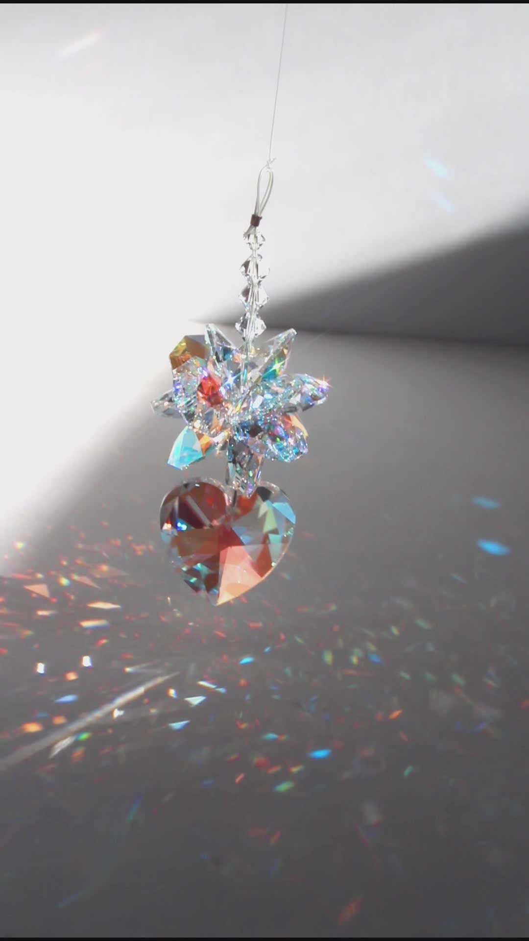 Gorgeous Window Suncatcher Crystal Heart Pendulum A Sunlight Catcher for Crystal Feng Shui Decor, Anniversary Wedding Gift