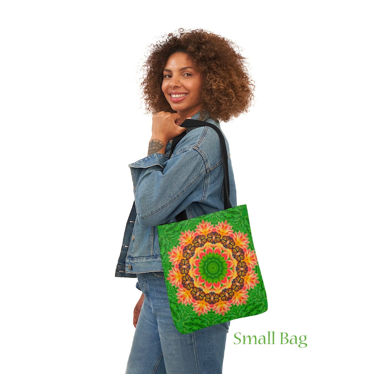 Monarch Butterfly Floral Mandala Tote Bag - Cute and Practical Everyday Accessory small
