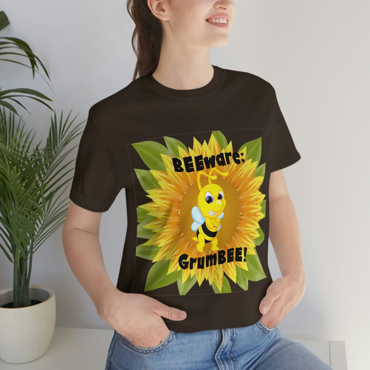 Bee Shirt, Witty Goofy Bee T Shirt, BEEware GrumBEE Sarcastic Silly Shirt, Kawaii, Cool Soft Bella Canvas Graphic Tee