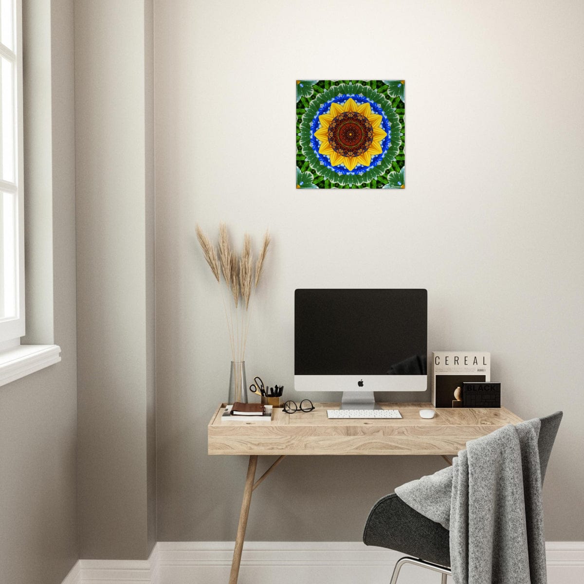 Sunflower and Monarch Butterfly Mandala Canvas Wall Art - Vibrant Nature-inspired Home Decor
